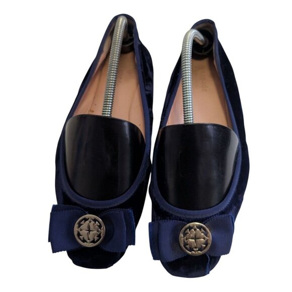 kate spade Shoes - Kate Spade Fontana Too Ballet Flats Navy Blue Velvet W/Bow Womens Size 8 *READ